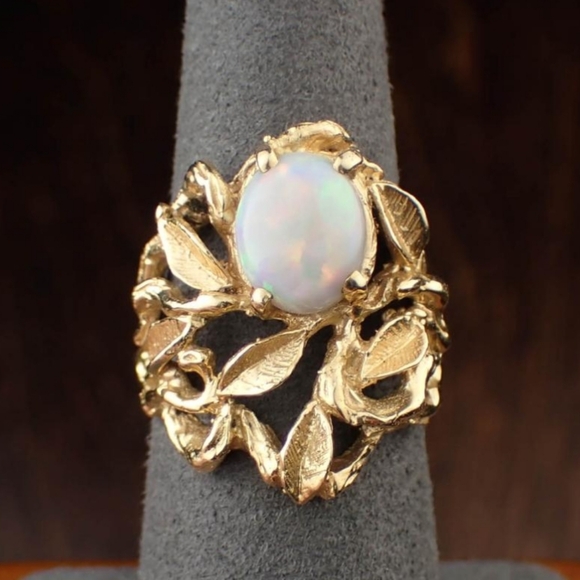 RingArt Deco Clear CZ Stones Ring 14Kt HGE Yellow Gold Cocktail Ring - Picture 1 of 10